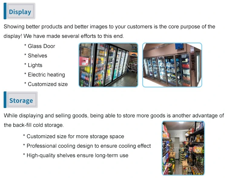 Chamber Display Walk in Cooler/Freezer with Glass Door for Supermarket